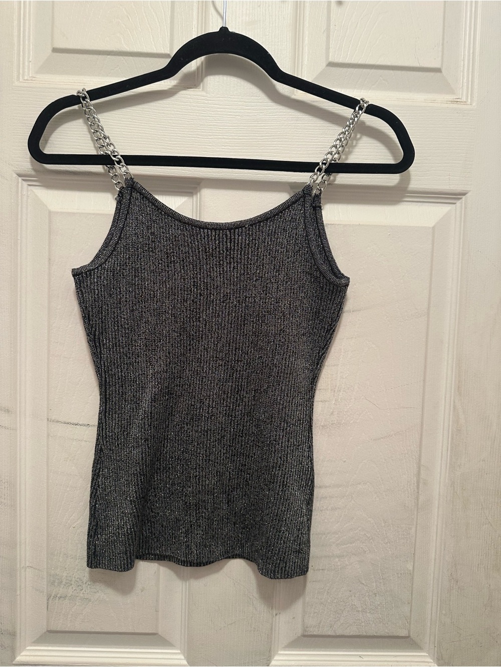 Chain Strap Ribbed Tank Top - Gray - Picture 3 of 3